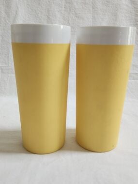 Yellow and White Insulated Tumbler Pair